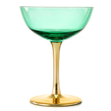 Colored Coupe Art Deco Glasses, Gold | Set of 4 | 8 oz Classic Cocktail Glassware for Champagne, Martini, Manhattan, Sidecar, Crystal Speakeasy Style Goblets Stems (Green) from The Wine Savant