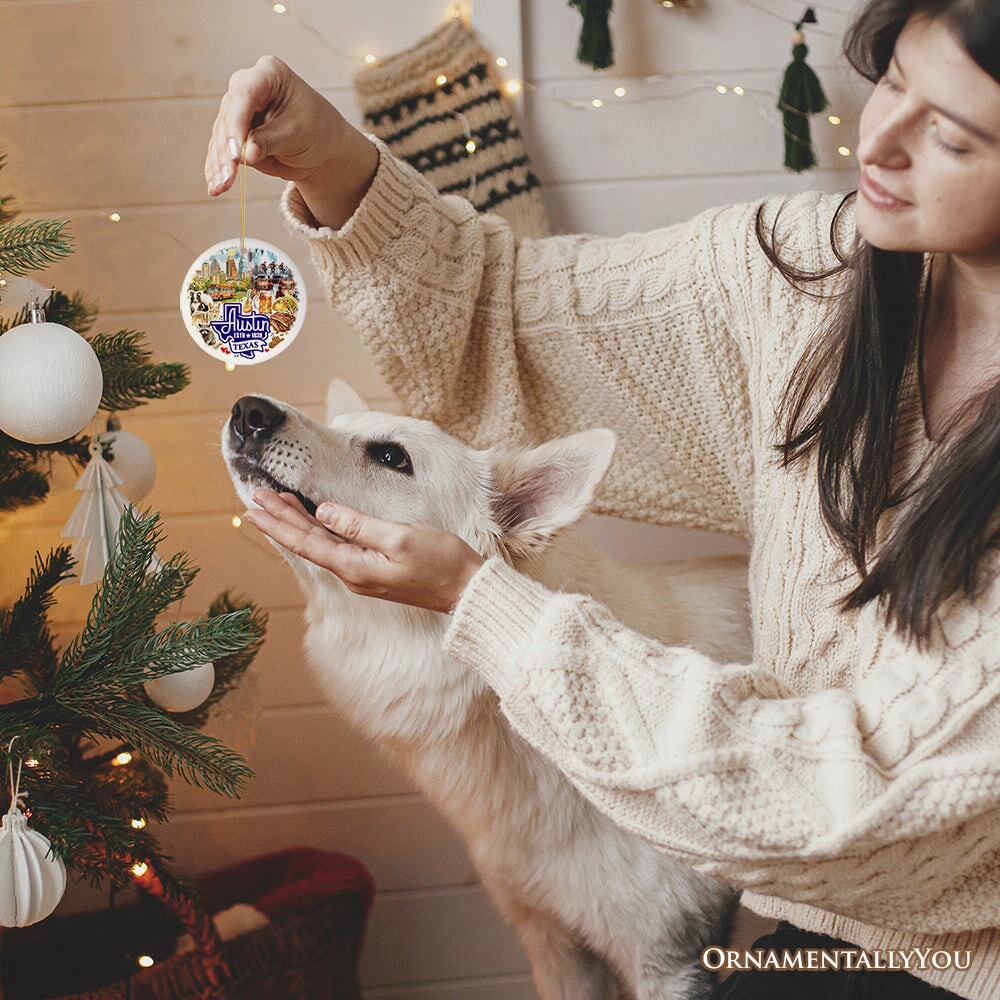 Artistic Austin Texas Christmas Ornament, Unique Ceramic Keepsake Souvenir and Gift from OrnamentallyYou