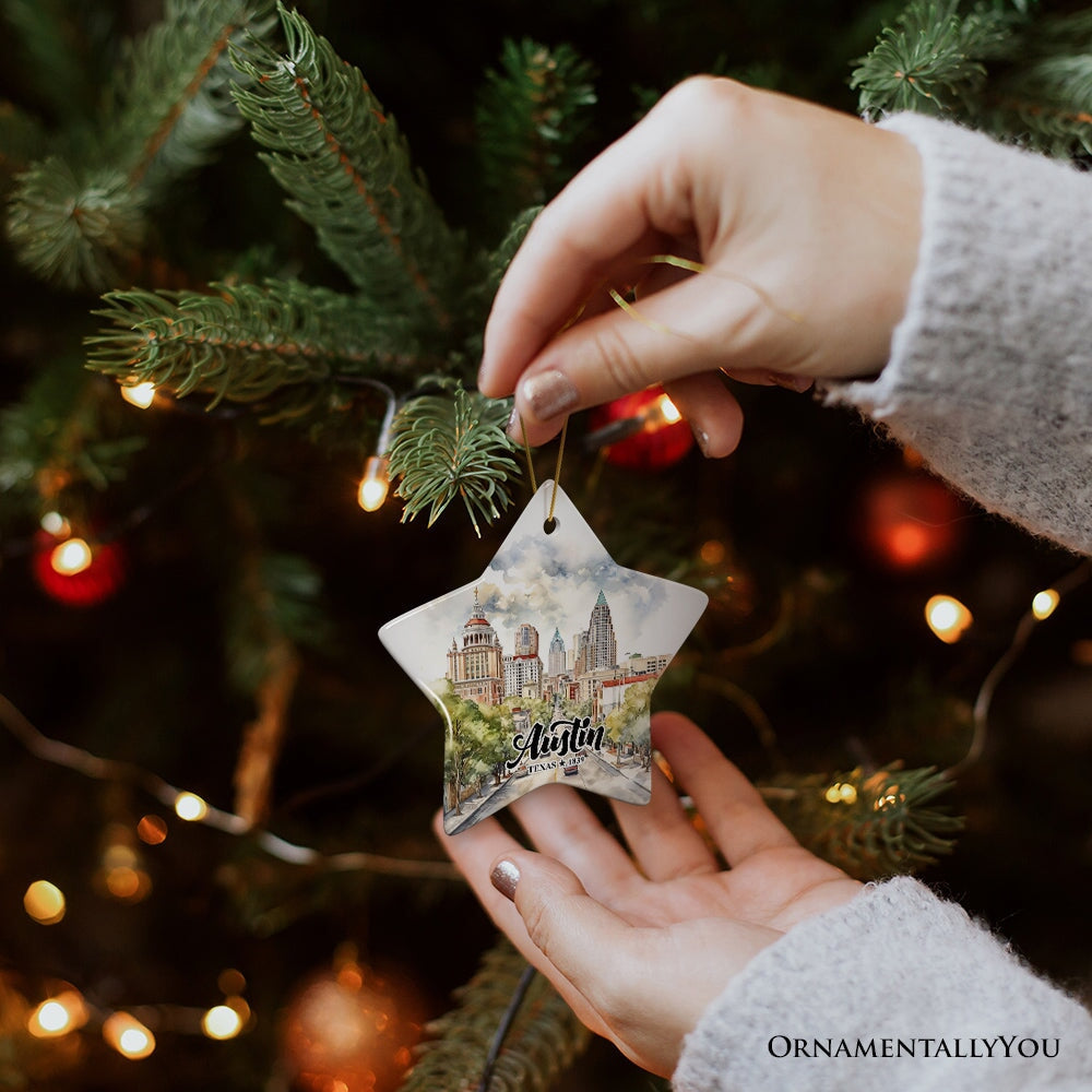 Artistic Austin Texas Christmas Ornament, Unique Ceramic Keepsake Souvenir and Gift from OrnamentallyYou