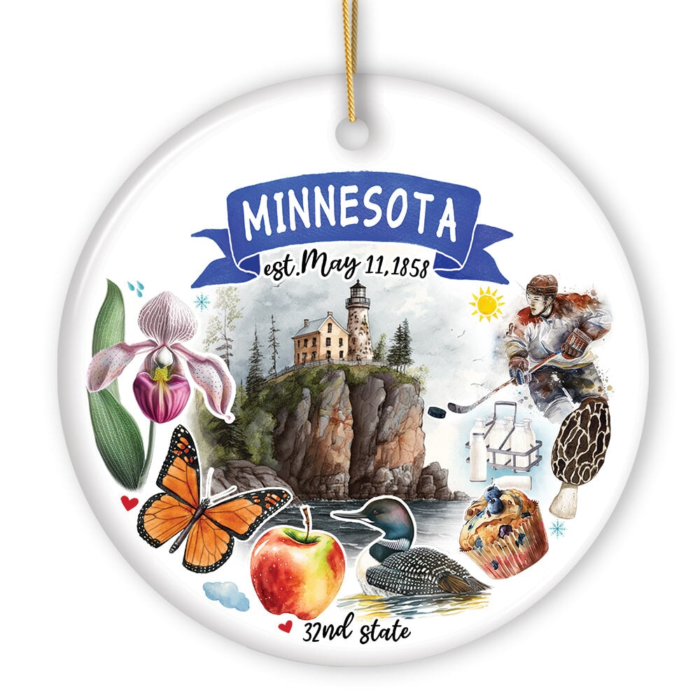 Artistic Minnesota State Themes and Landmarks Christmas Ornament from OrnamentallyYou