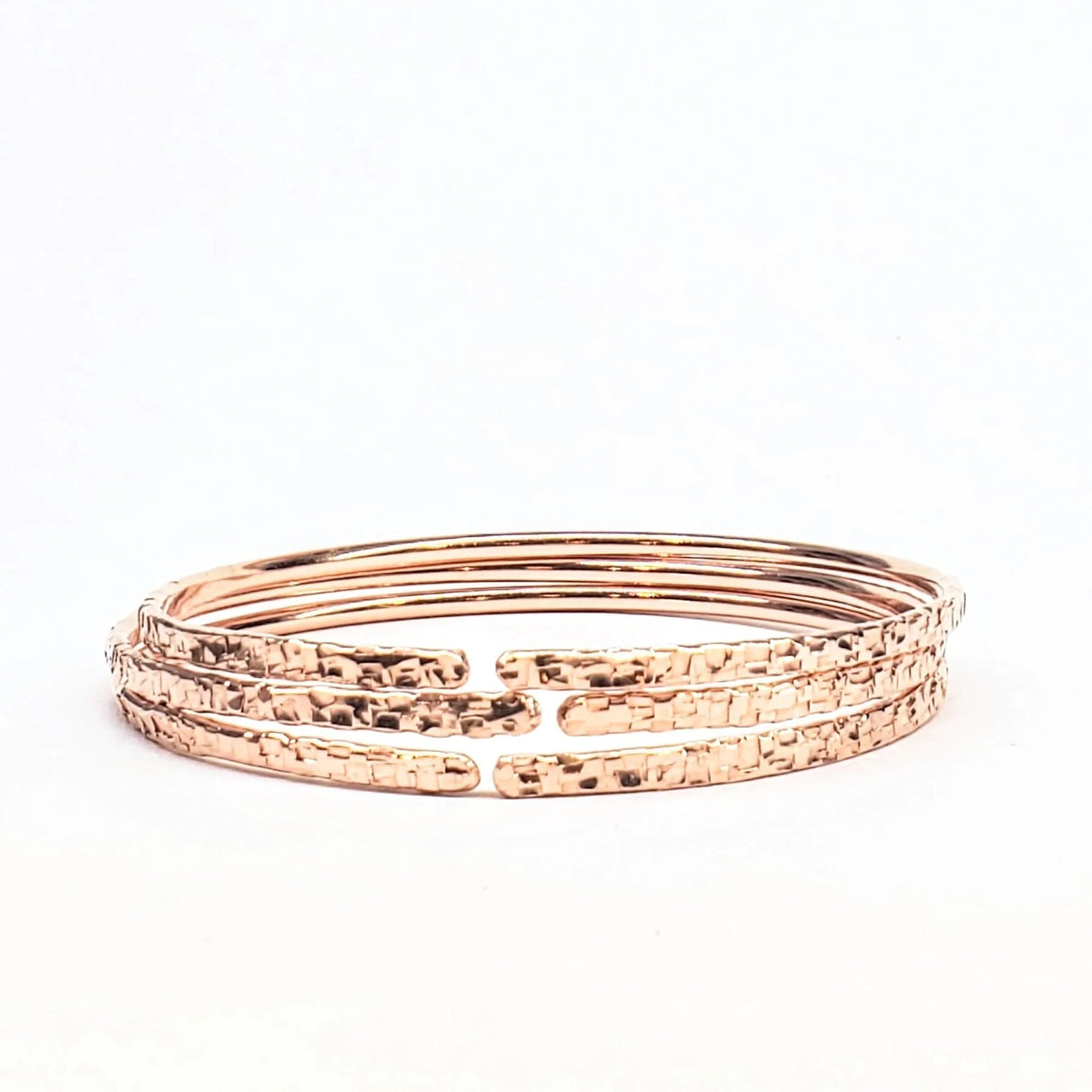 Brides Mag Featured Textured Copper Anniversary Bangle in 4 Sizes from Alexa Martha Designs
