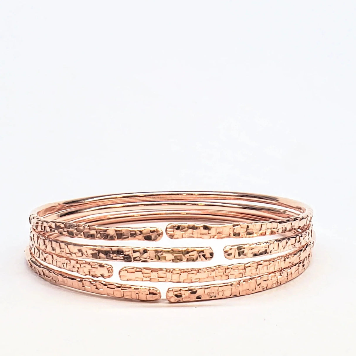 Brides Mag Featured Textured Copper Anniversary Bangle in 4 Sizes from Alexa Martha Designs