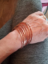 Brides Mag Featured Textured Copper Anniversary Bangle in 4 Sizes from Alexa Martha Designs