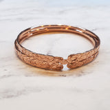 Brides Mag Featured Textured Copper Anniversary Bangle in 4 Sizes from Alexa Martha Designs