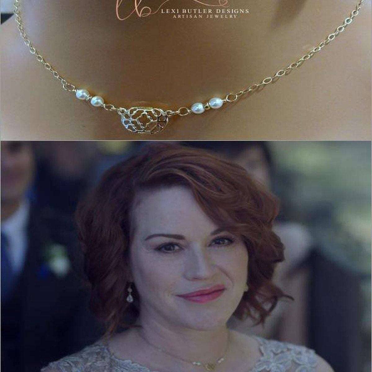 As Seen on Molly Ringwald 14 K Gold Filled Filigree Pearl Choker Necklace from Alexa Martha Designs