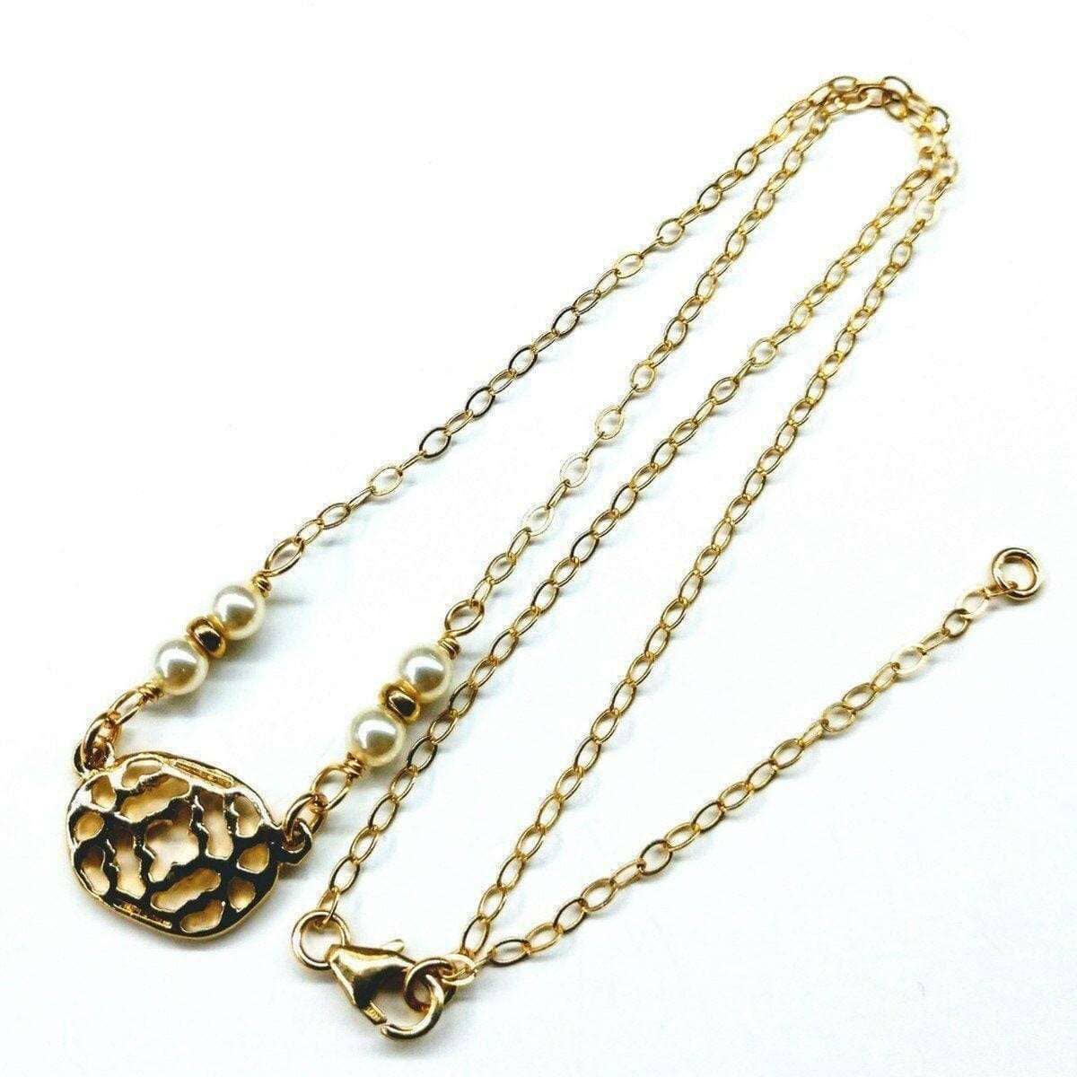As Seen on Molly Ringwald 14 K Gold Filled Filigree Pearl Choker Necklace from Alexa Martha Designs