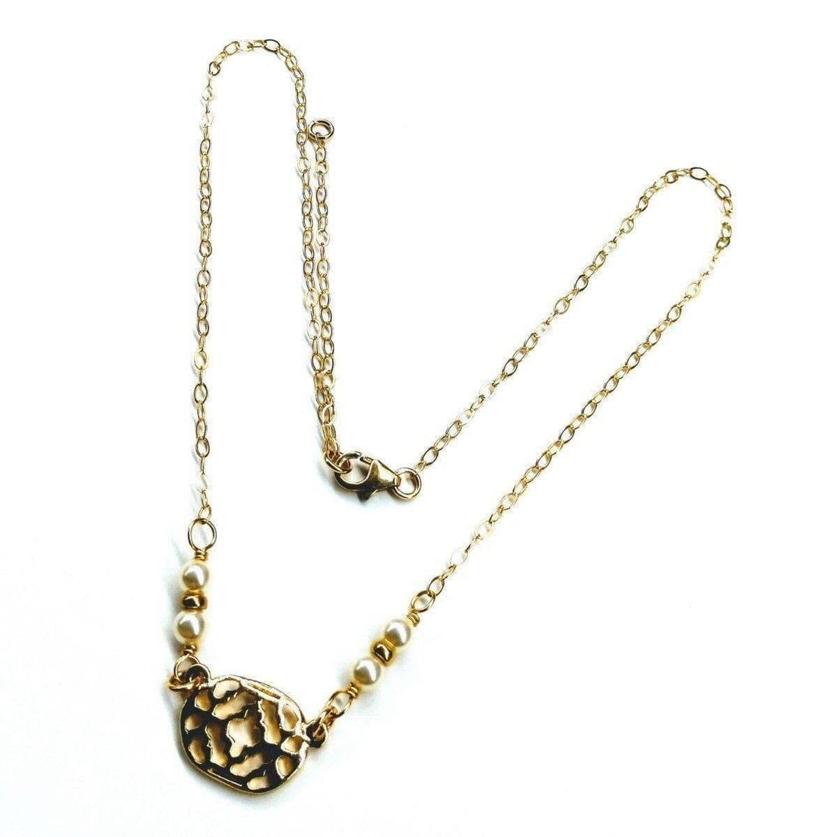 As Seen on Molly Ringwald 14 K Gold Filled Filigree Pearl Choker Necklace from Alexa Martha Designs