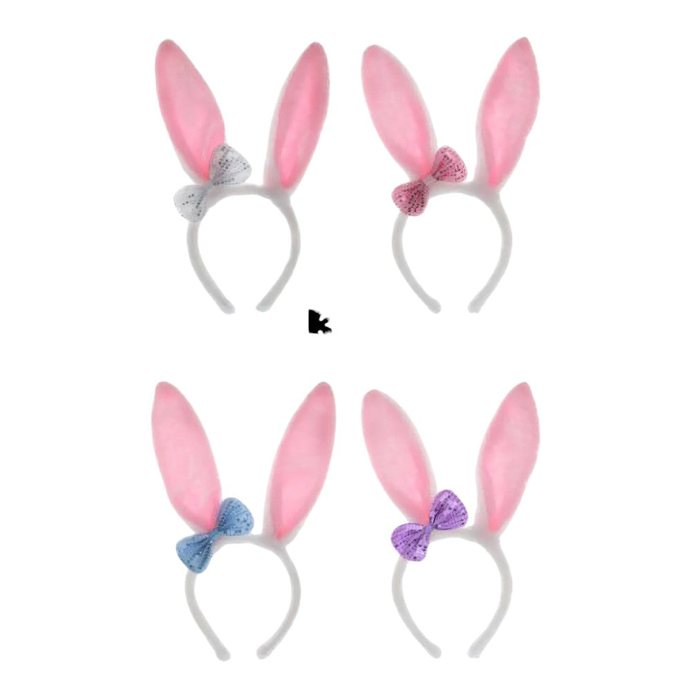 12PCS - Bunny Rabbit Ear with Ribbon Fur Headbands from Madeline Love