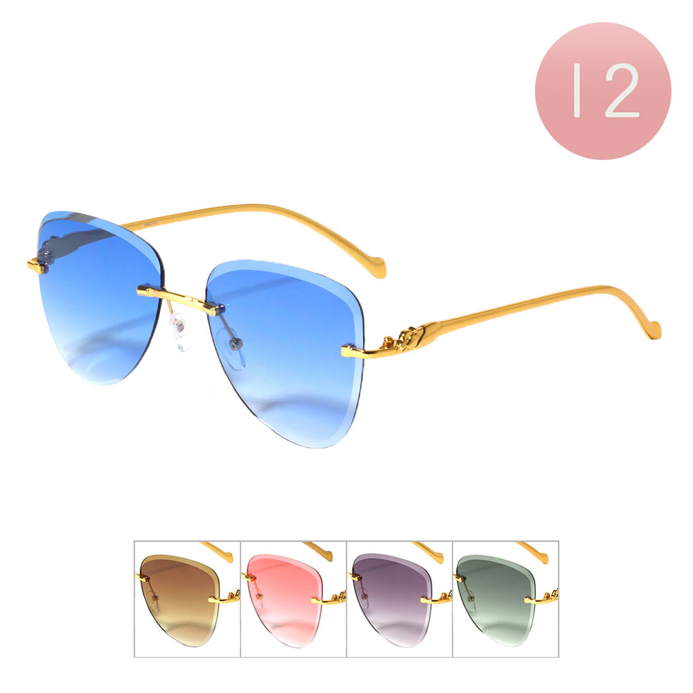 12Pcs Tinted Retro Aviator Sunglasses from Madeline Love