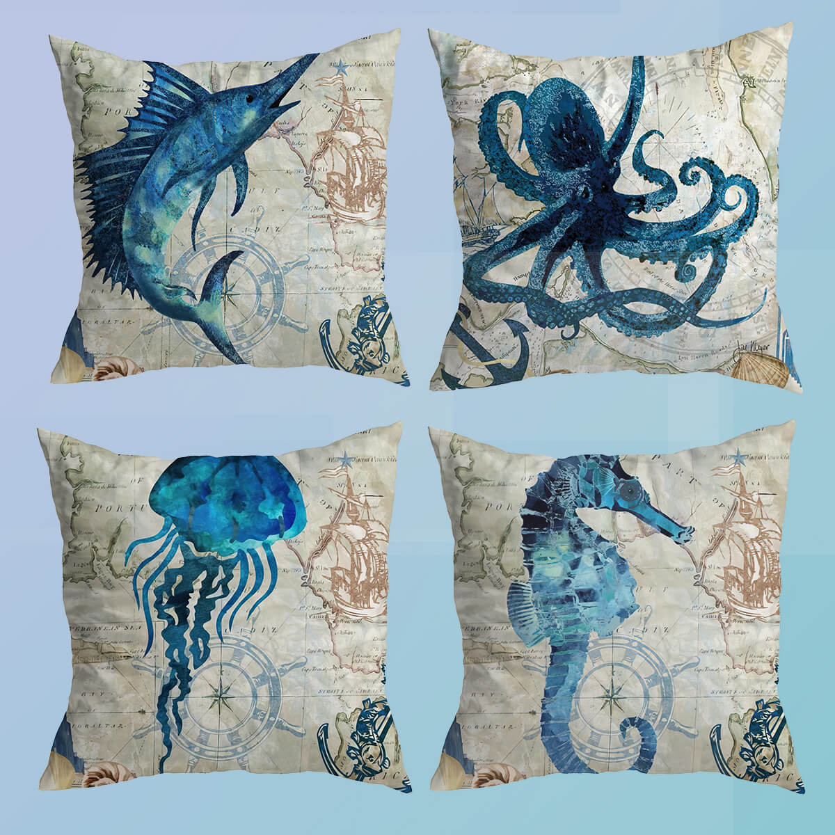 Atlantic Ocean Life Cushion Covers from Moderny