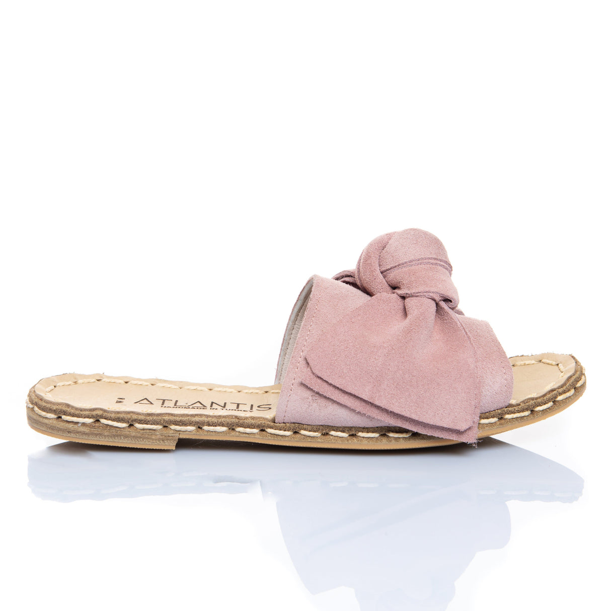 Powder Pink Bows Leather Sandals from Atlantis Handmade Shoes