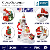 Black Santa and His List Glass Christmas Ornament, African American Tree Decor from OrnamentallyYou