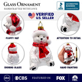 Classic White Polar Bear Glass Christmas Ornament from OrnamentallyYou