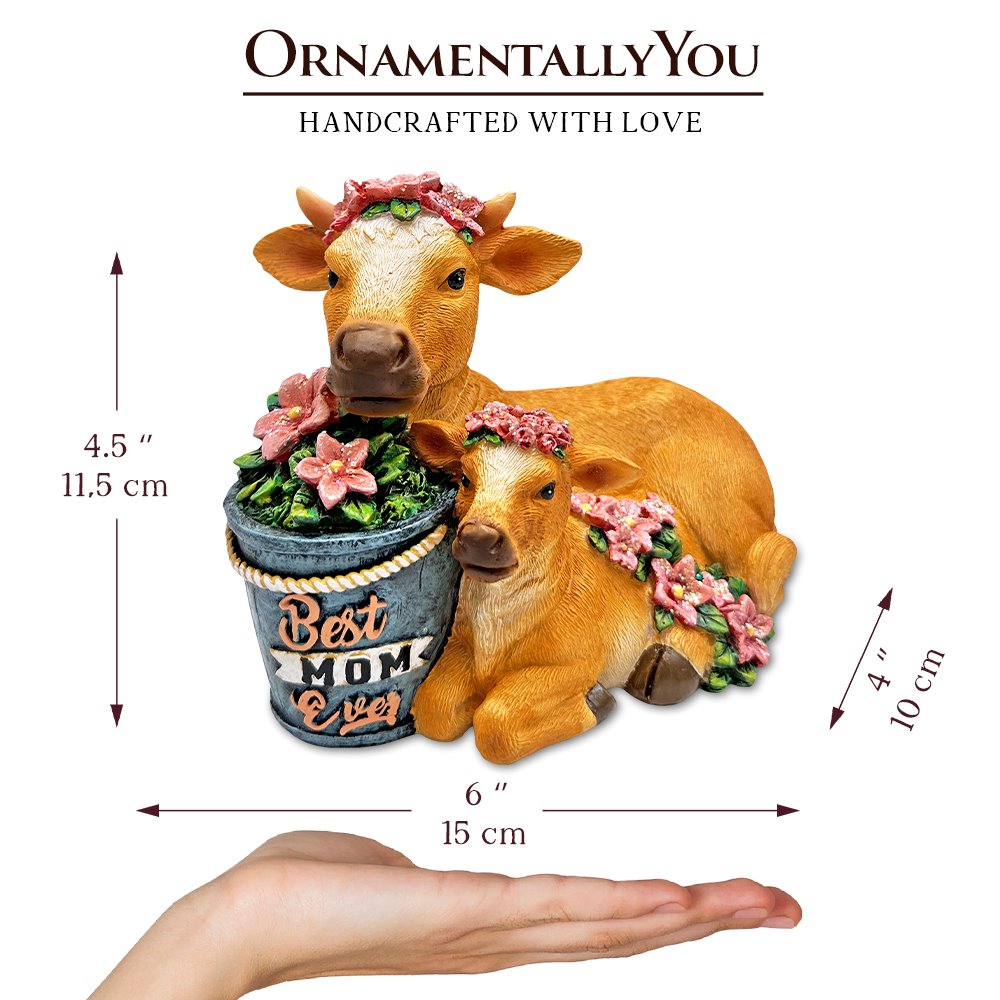 Best Mom Cow and Calf Charming Figurine, 6" Keepsake Jersey Statue and Mother’s Day Gift from OrnamentallyYou