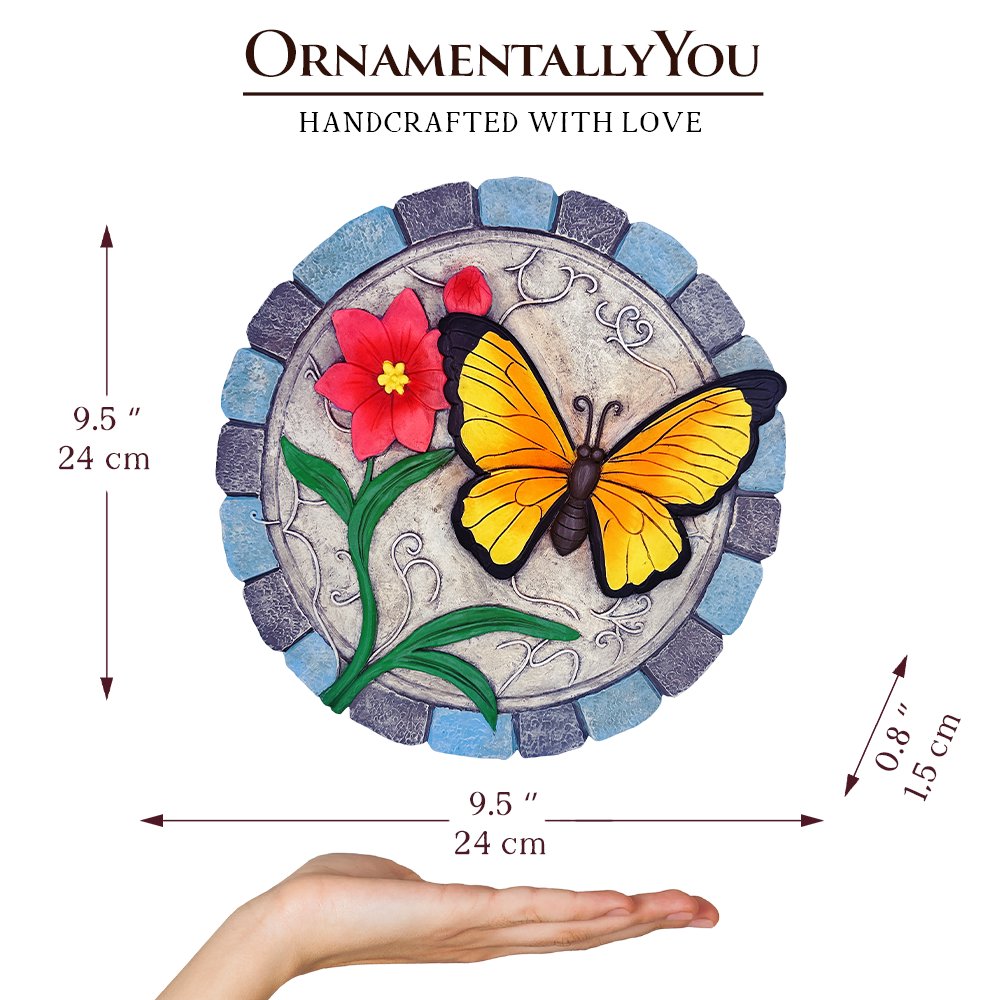 Colorful Moments Bloom Stepping Stone, 9.5" Butterfly Garden Decorative Figurine from OrnamentallyYou