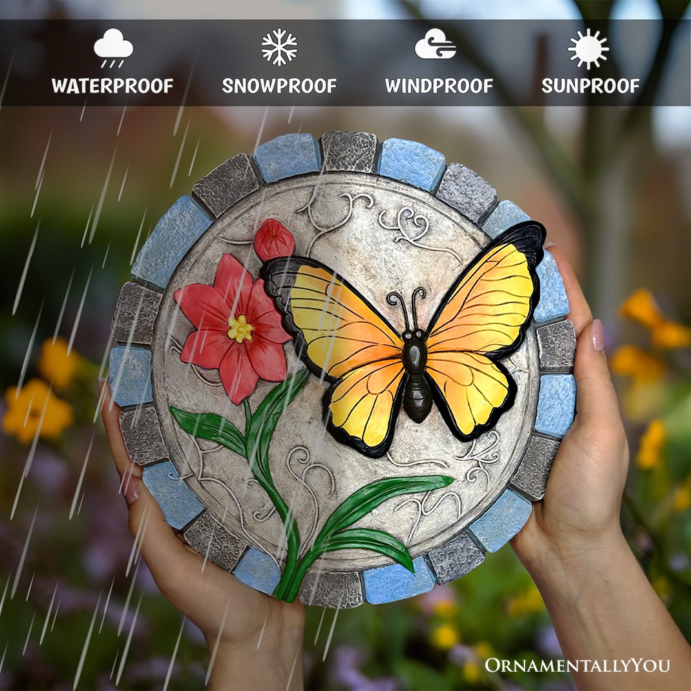 Colorful Moments Bloom Stepping Stone, 9.5" Butterfly Garden Decorative Figurine from OrnamentallyYou