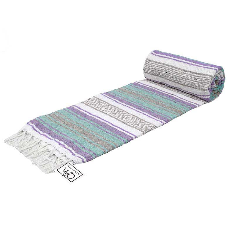 Seafoam Green & Pastel Purple Mexican Falsa Blanket from West Path