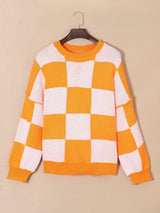 Autumnal Plaid Bishop Sleeve Sweater from MsDressly