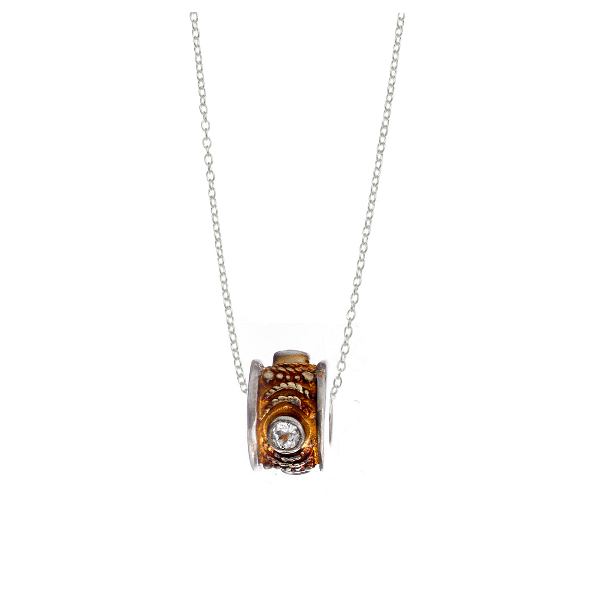 April White Topaz Sterling Silver with 14k Gold Vermeil Bead Necklace from Cynthia Gale New York