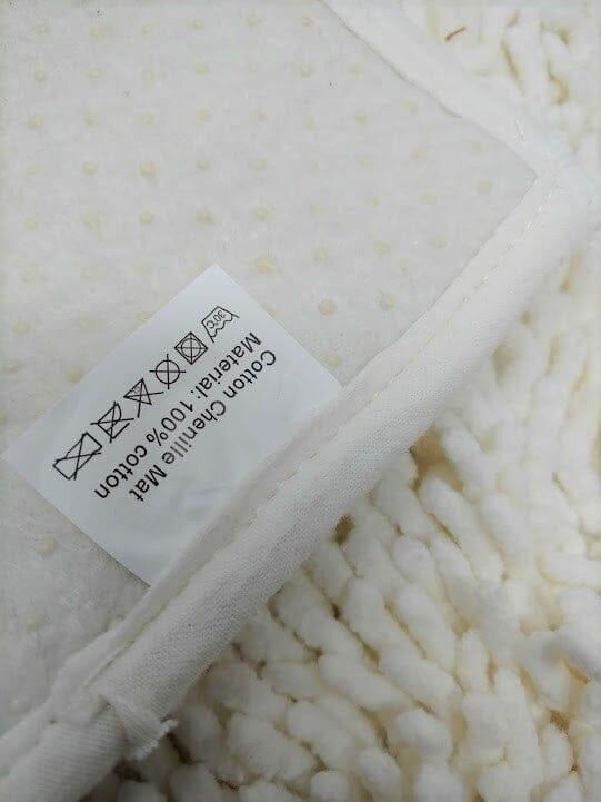 DaDa Bedding Vanilla Ivory White Shaggy Soft Chenille Noodle Carpet Rug Bath Mat from DaDalogy Bedding Collection
