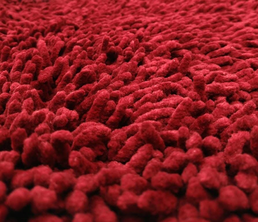 DaDa Bedding Burgundy Red Shaggy Soft Chenille Noodle Carpet Rug Bath Mat from DaDalogy Bedding Collection