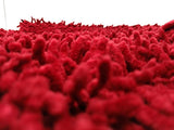 DaDa Bedding Burgundy Red Shaggy Soft Chenille Noodle Carpet Rug Bath Mat from DaDalogy Bedding Collection