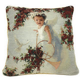 Tache Cupid's Horn Antique Rose Bird Dove Woven Tapestry Throw Pillow Cover (16375) from Tache Home Fashion