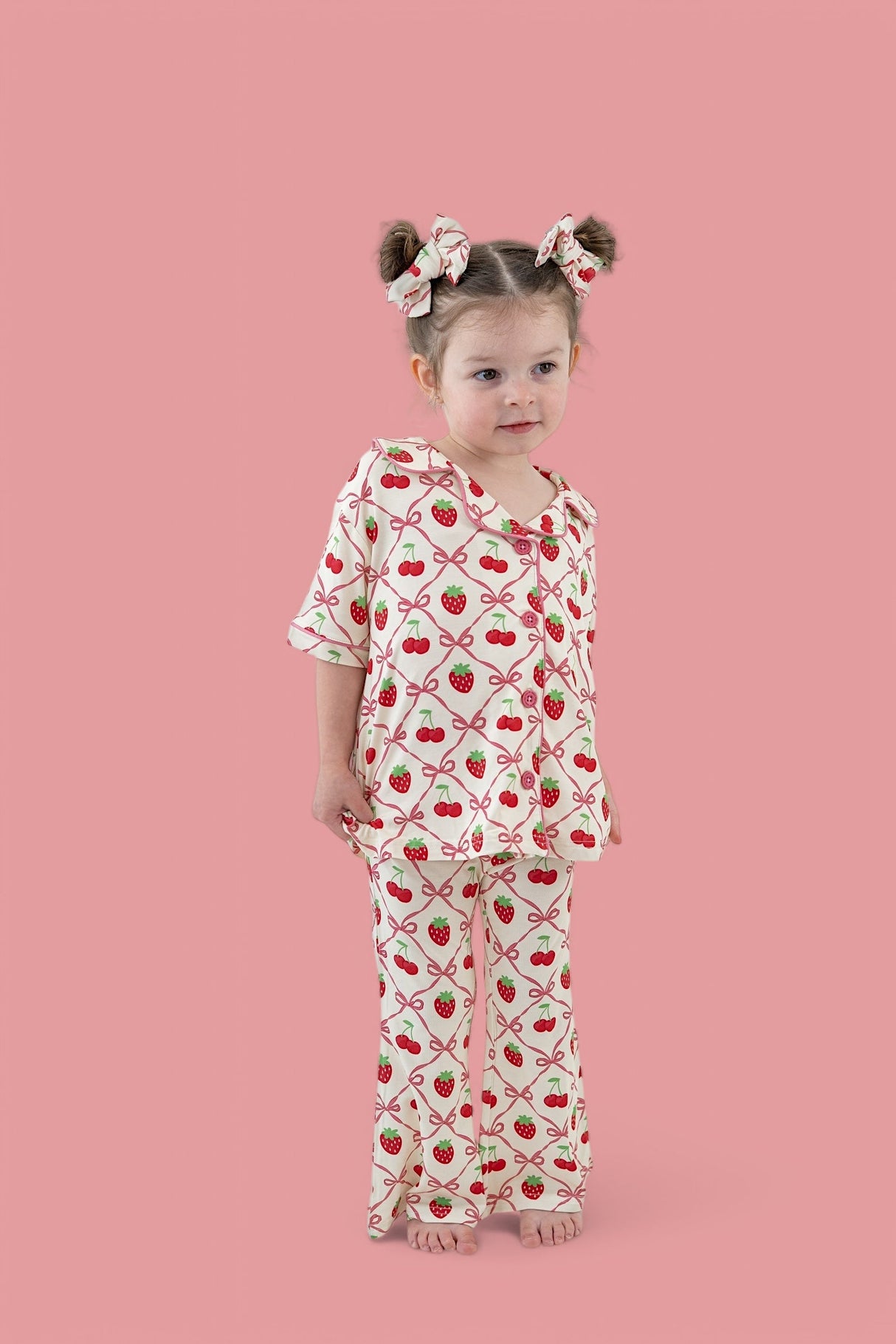 CHERRY BOW BERRY DREAM GIRL'S FLARE SET from DREAM BIG LITTLE CO