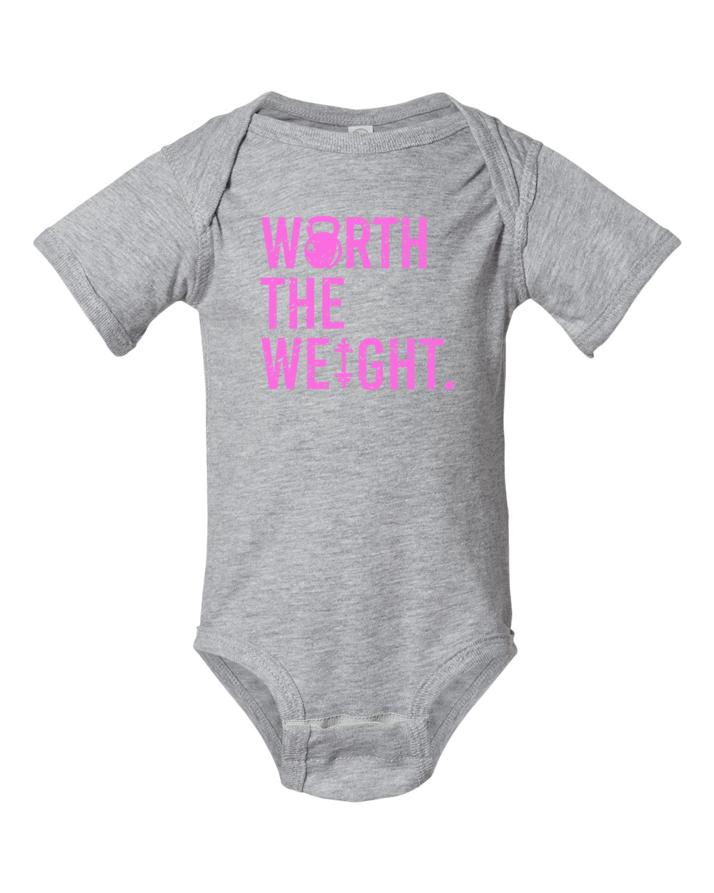 Worth The Weight Onesie (With Pink Text) from DadBod Apparel