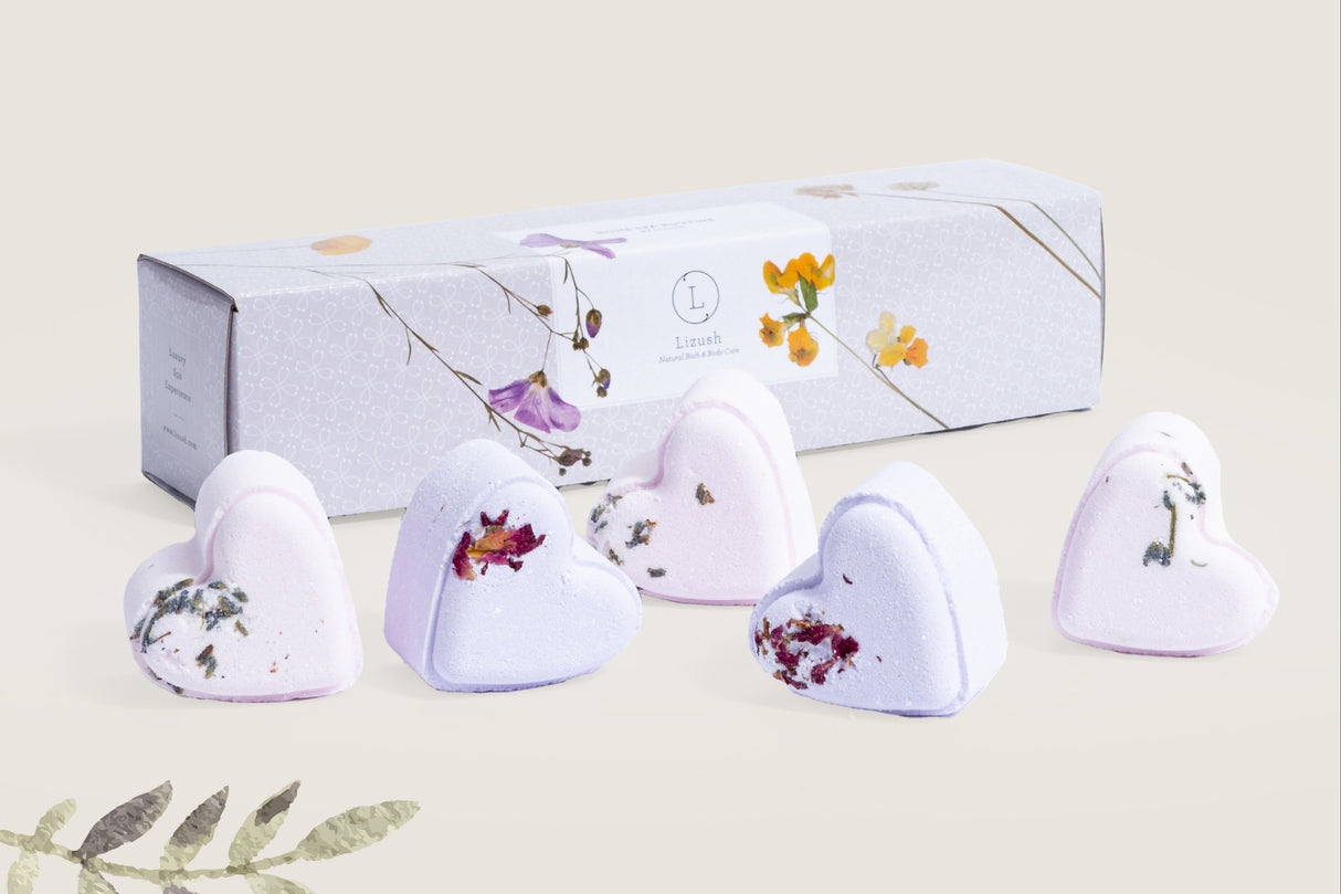 Set of 5 Heart Shaped Shower Steamers Package  - in a Gift Box - Can be personalized from Lizush