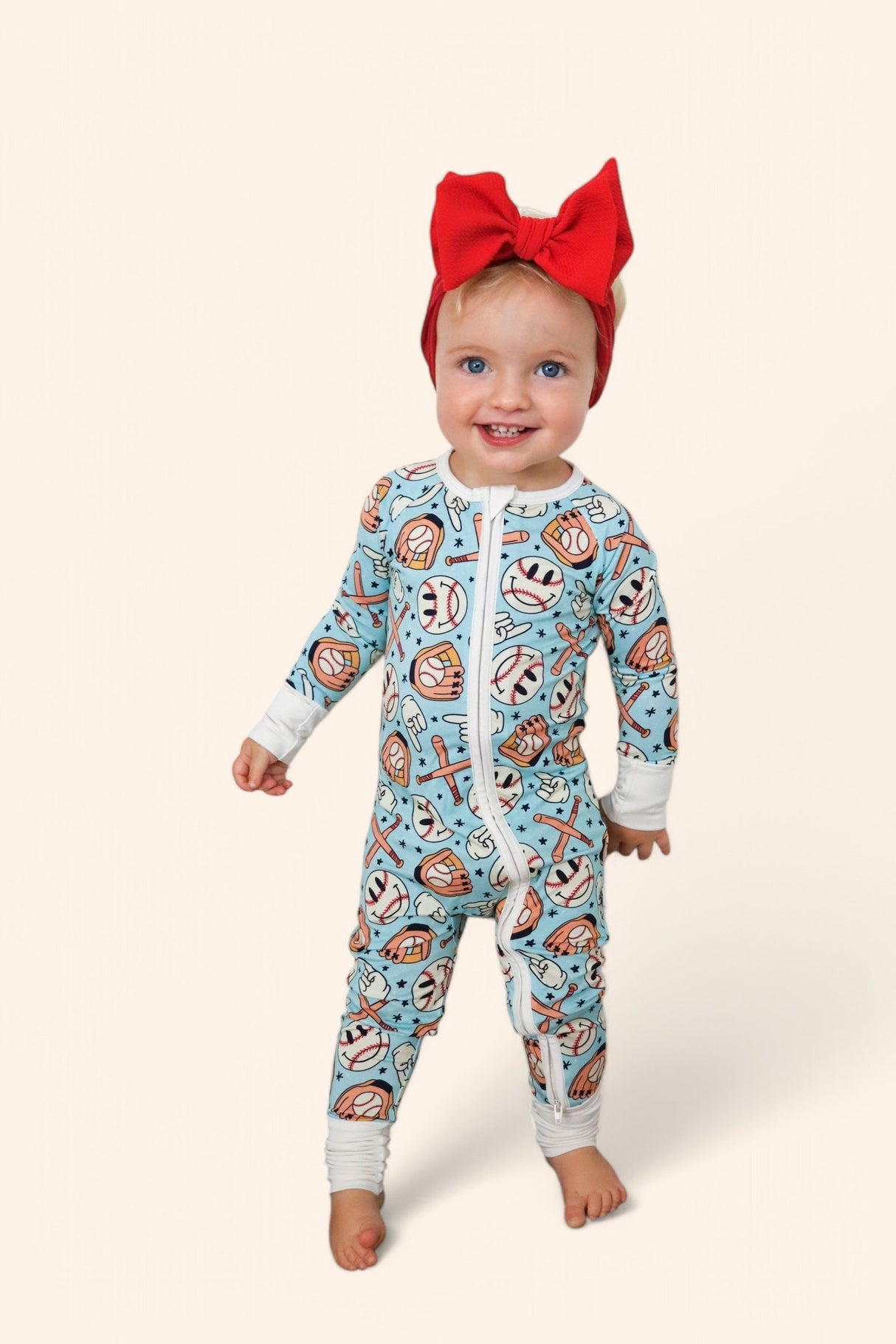 BASEBALL SMILEY DREAM ROMPER from DREAM BIG LITTLE CO
