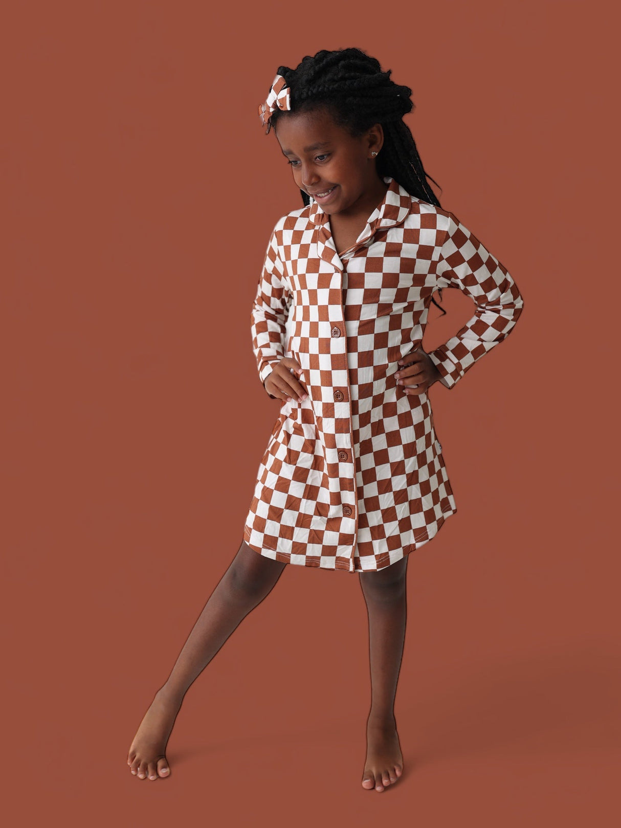 COPPER CHECKERS GIRL'S DREAM GOWN from DREAM BIG LITTLE CO