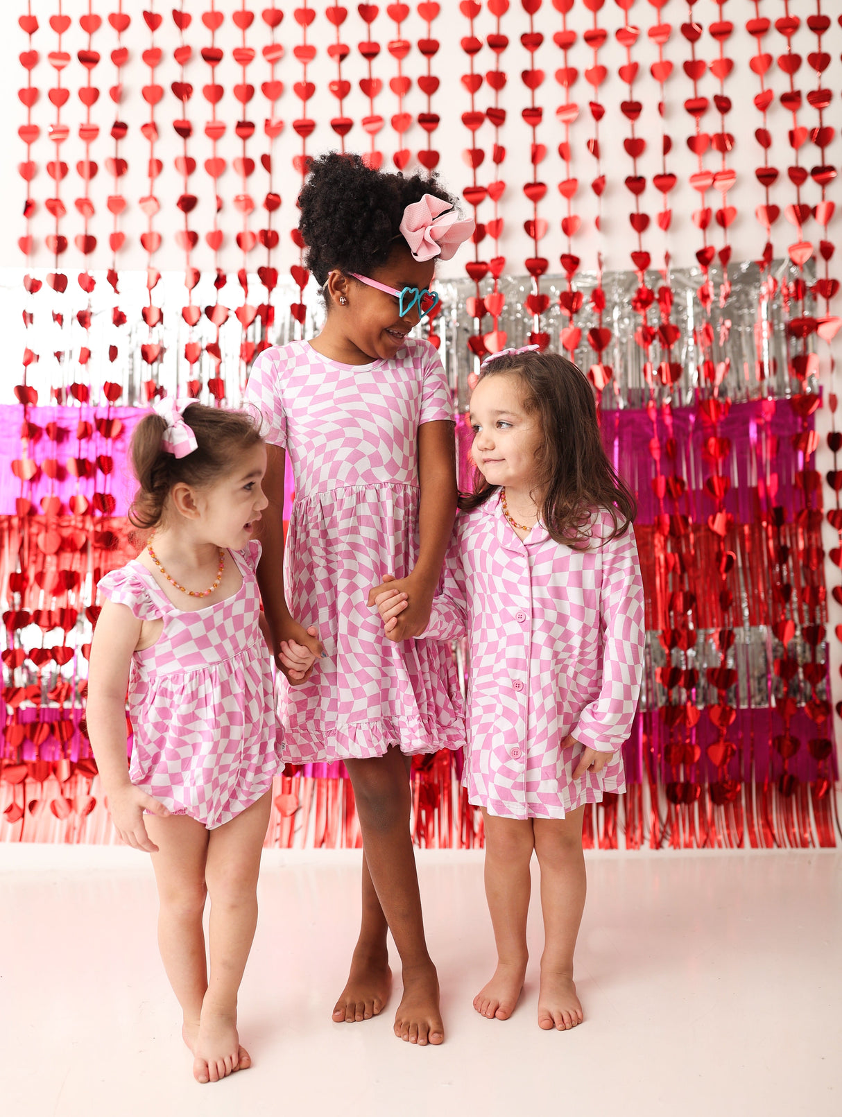 BUBBLEGUM WAVY CHECKERS DREAM RUFFLE DRESS from DREAM BIG LITTLE CO