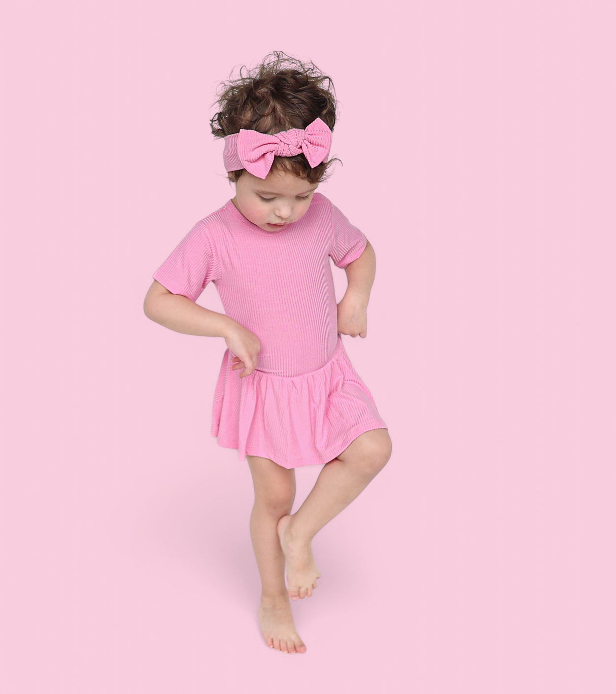 BELLA PINK RIB DREAM BODYSUIT DRESS from DREAM BIG LITTLE CO