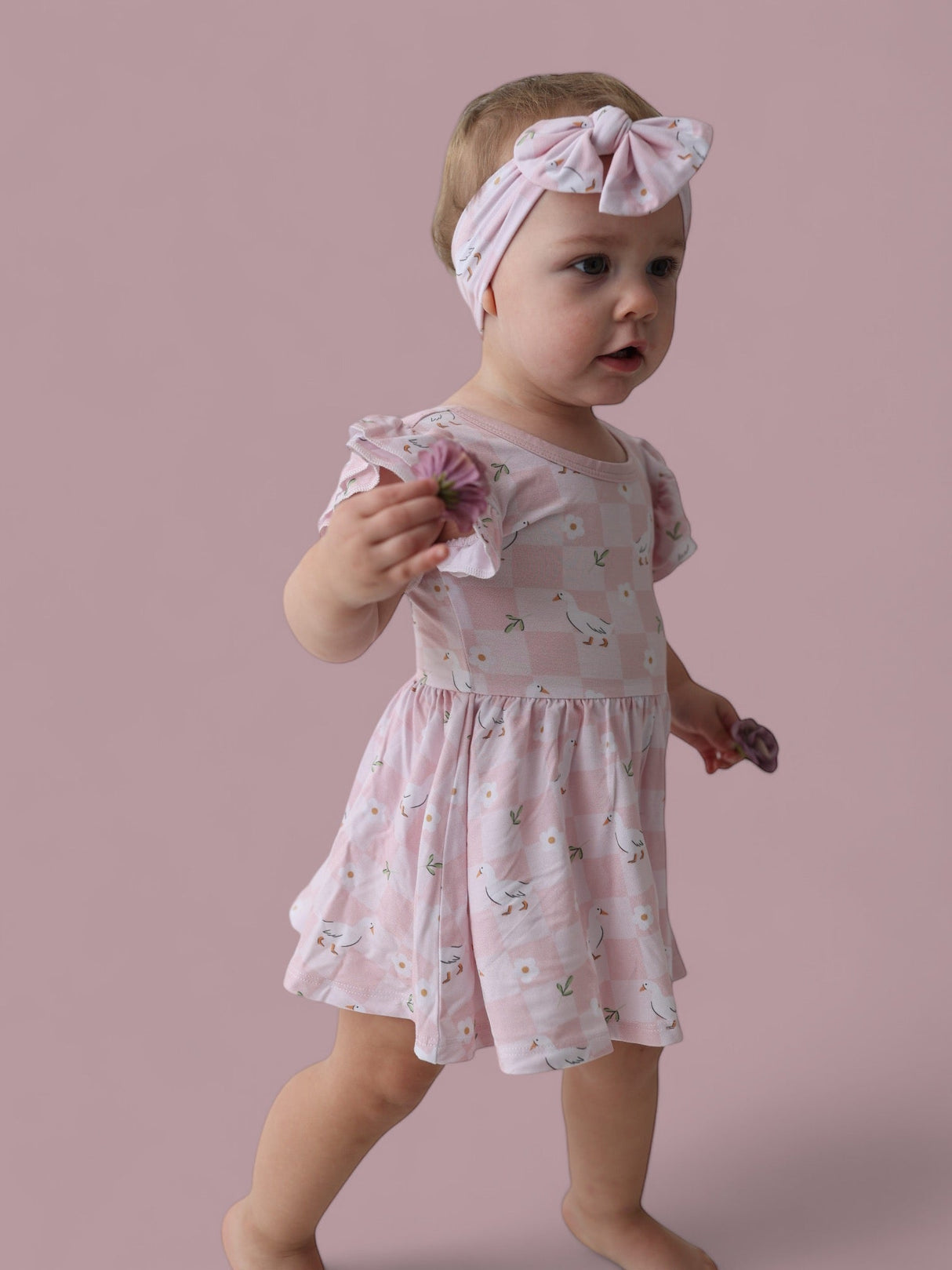 EXCLUSIVE DUCKS AND DAISIES DREAM CAP SLEEVE BODYSUIT DRESS from DREAM BIG LITTLE CO