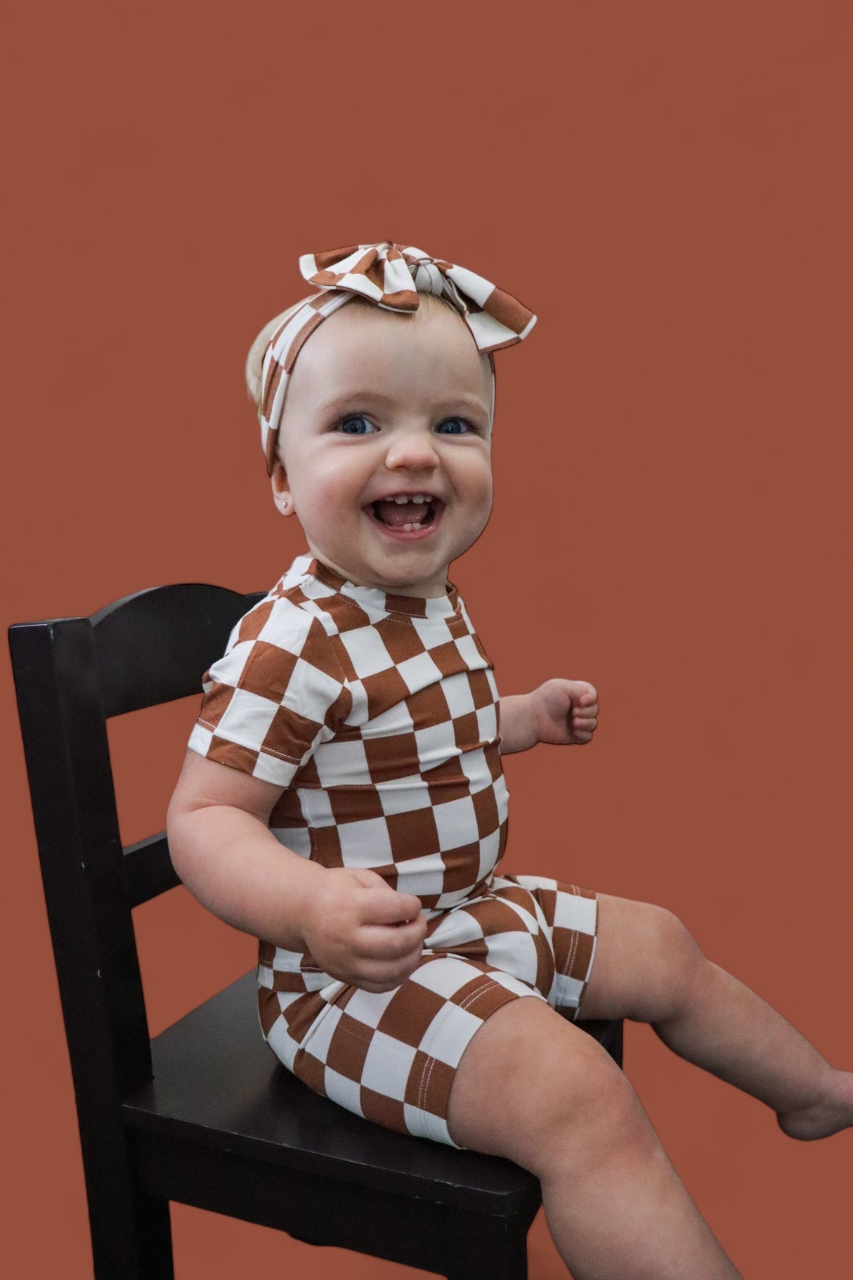 COPPER CHECKERS DREAM SHORT SET from DREAM BIG LITTLE CO