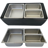 REVO MIX Pan Set | Stainless Steel 4" deep | One 1/2 Size and Two 1/4 size food pans From REVO COOLERS, LLC