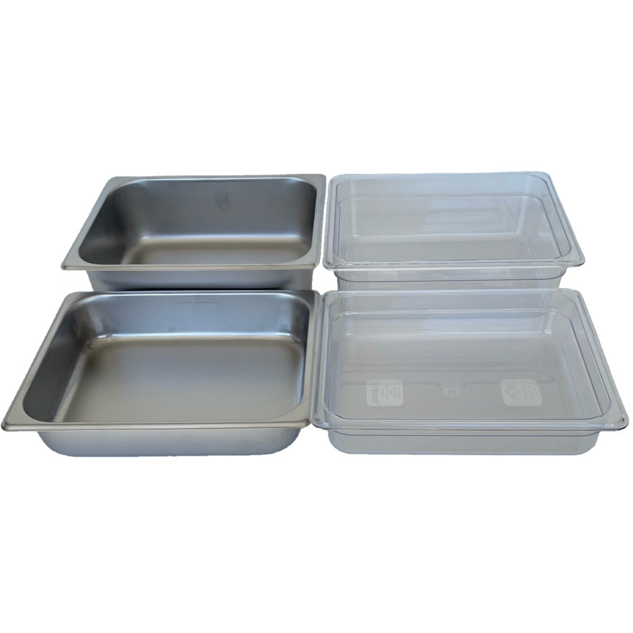 REVO HALF Size Pan Set |  Stainless Steel 2.5" deep | Two 1/2 Size food pans From REVO COOLERS, LLC