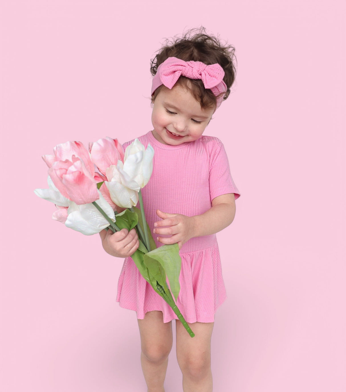 BELLA PINK RIB DREAM BODYSUIT DRESS from DREAM BIG LITTLE CO
