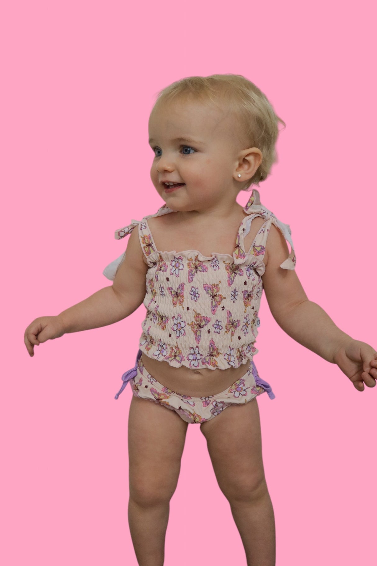 BLOSSOMIN’ BUTTERFLY DREAM SMOCKED TANKINI TWO PIECE SWIM SUIT from DREAM BIG LITTLE CO