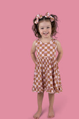 EXCLUSIVE SUNSET BEACH CHECKERS TANK DREAM RUFFLE DRESS from DREAM BIG LITTLE CO