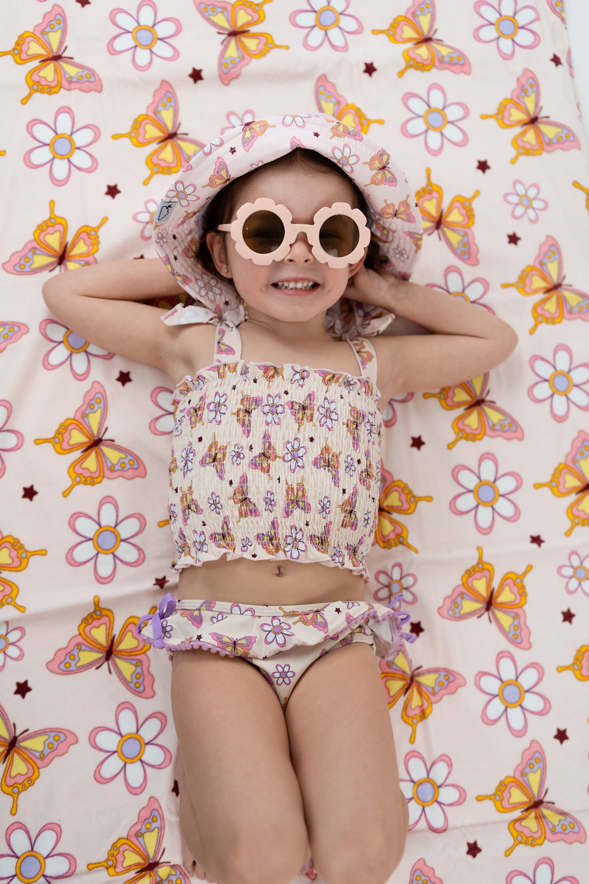 BLOSSOMIN’ BUTTERFLY DREAM SMOCKED TANKINI TWO PIECE SWIM SUIT from DREAM BIG LITTLE CO