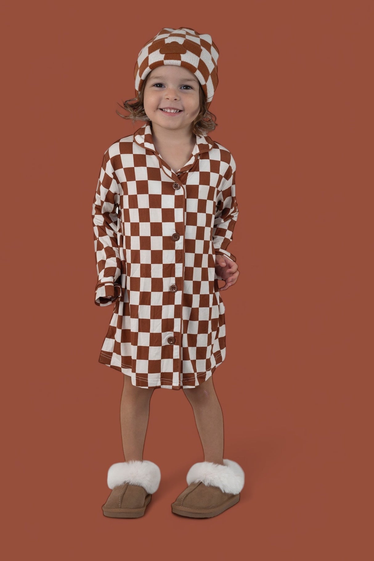 COPPER CHECKERS GIRL'S DREAM GOWN from DREAM BIG LITTLE CO