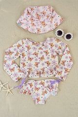 BLOSSOMIN’ BUTTERFLY DREAM 2-PIECE RASH GUARD RUFFLE SWIM SUIT from DREAM BIG LITTLE CO