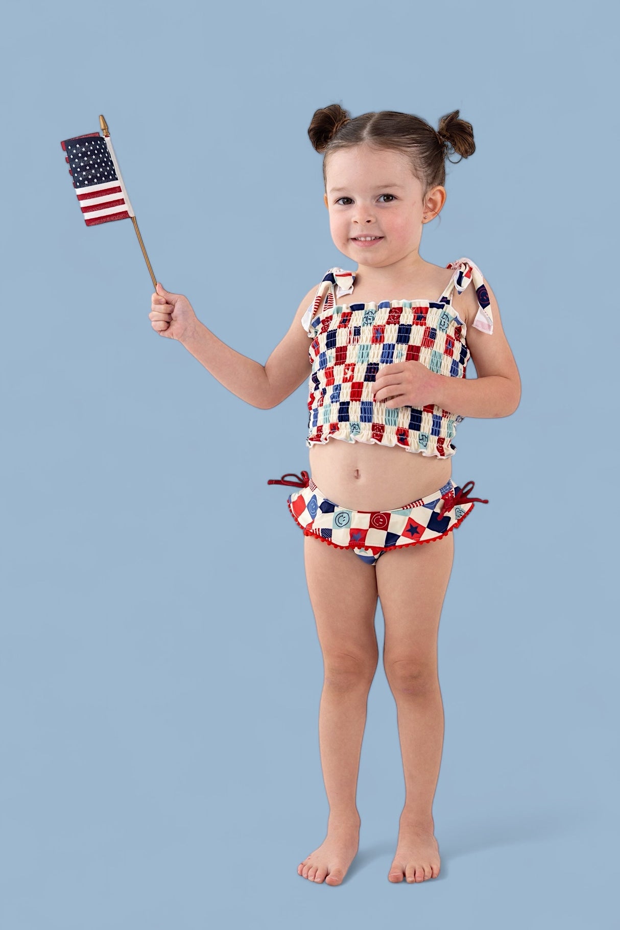 HOME OF THE FREE CHECKERS DREAM TANKINI TWO PIECE SWIM SUIT from DREAM BIG LITTLE CO