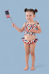 HOME OF THE FREE CHECKERS DREAM TANKINI TWO PIECE SWIM SUIT from DREAM BIG LITTLE CO