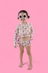 BLOSSOMIN’ BUTTERFLY DREAM 2-PIECE RASH GUARD RUFFLE SWIM SUIT from DREAM BIG LITTLE CO