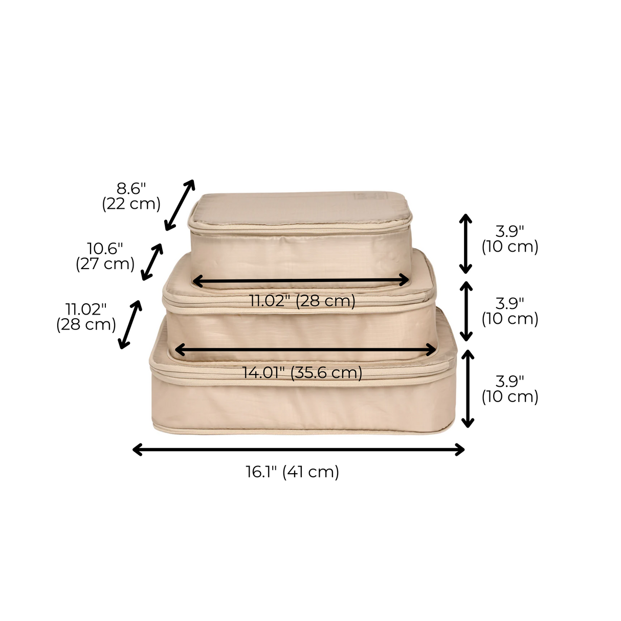 Compression Cubes & Packing Bags Set, 8-pack, Taupe From Bag-all