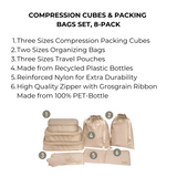 Compression Cubes & Packing Bags Set, 8-pack, Taupe From Bag-all