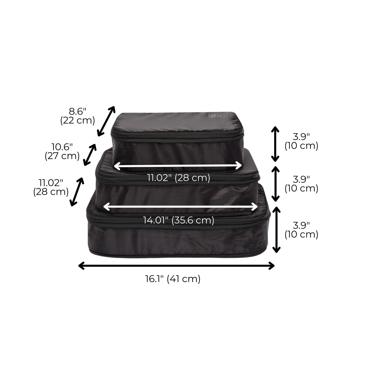 Compression Cubes & Packing Bags Set, 8-pack, Black From Bag-all